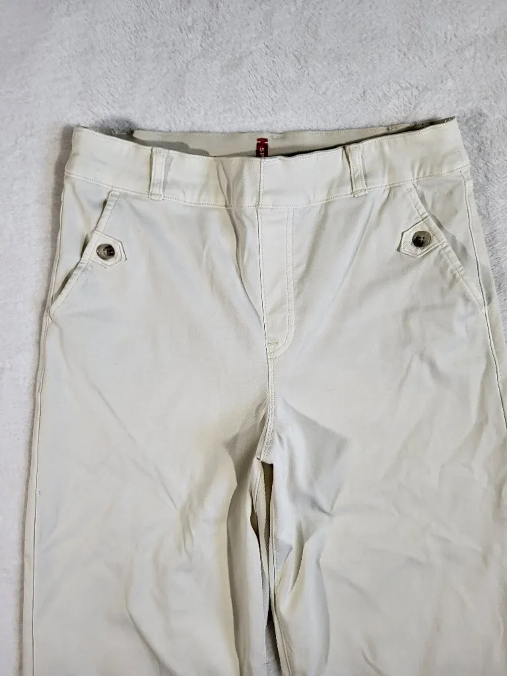 Spanx Stretch Twill Cropped Wide Leg Pants Off White size large - Picture 2 of 13